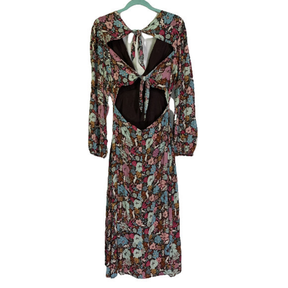 FRNCH Paris Aida Small Multi-Color Floral Open Tie-Back Midi Dress - NWT - Picture 13 of 16